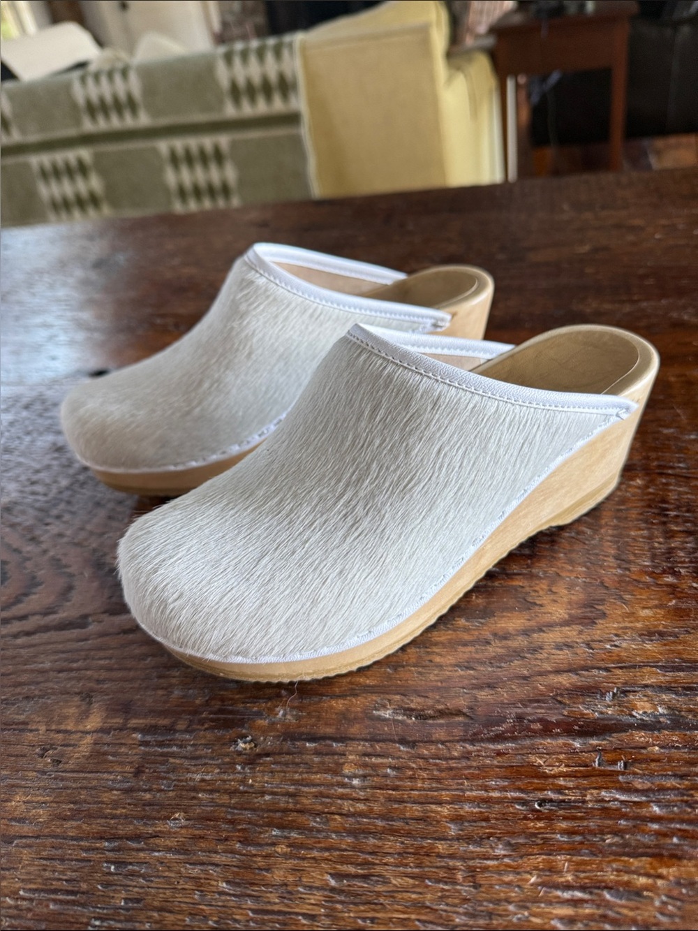 No. 6 White Pony Clogs